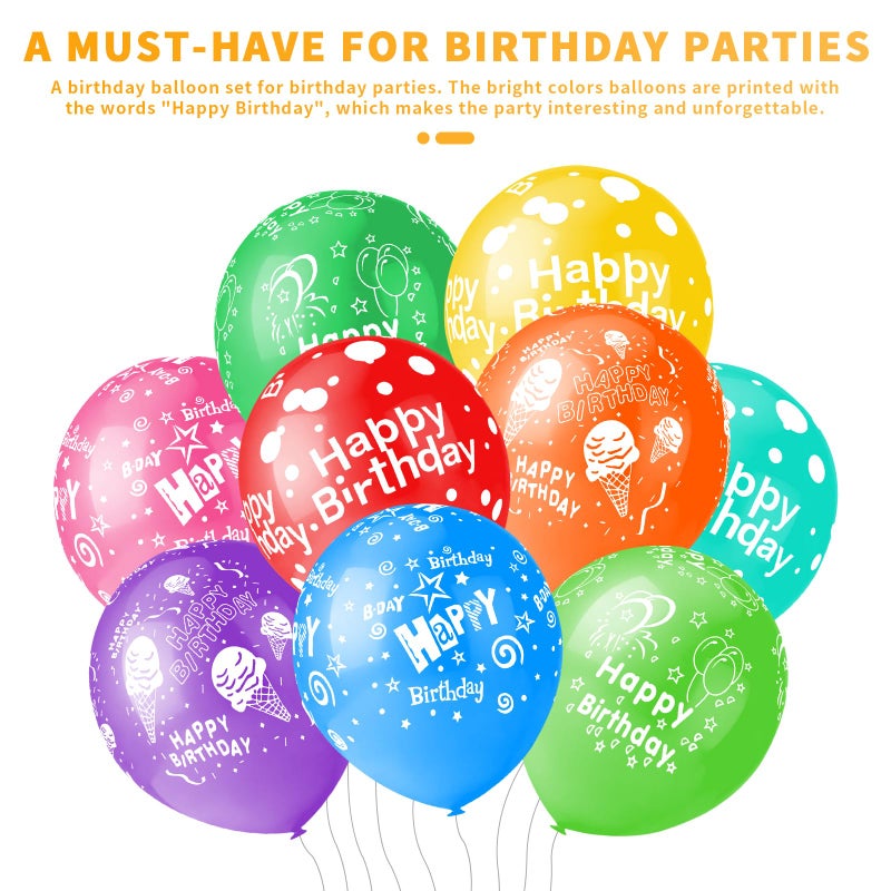 PeStary 50pcs 12inch Happy Birthday Balloons for Men&Women, Assorted Balloons for Party, Beautiful Flowers Printed Decoration (Birthday) - Image 4